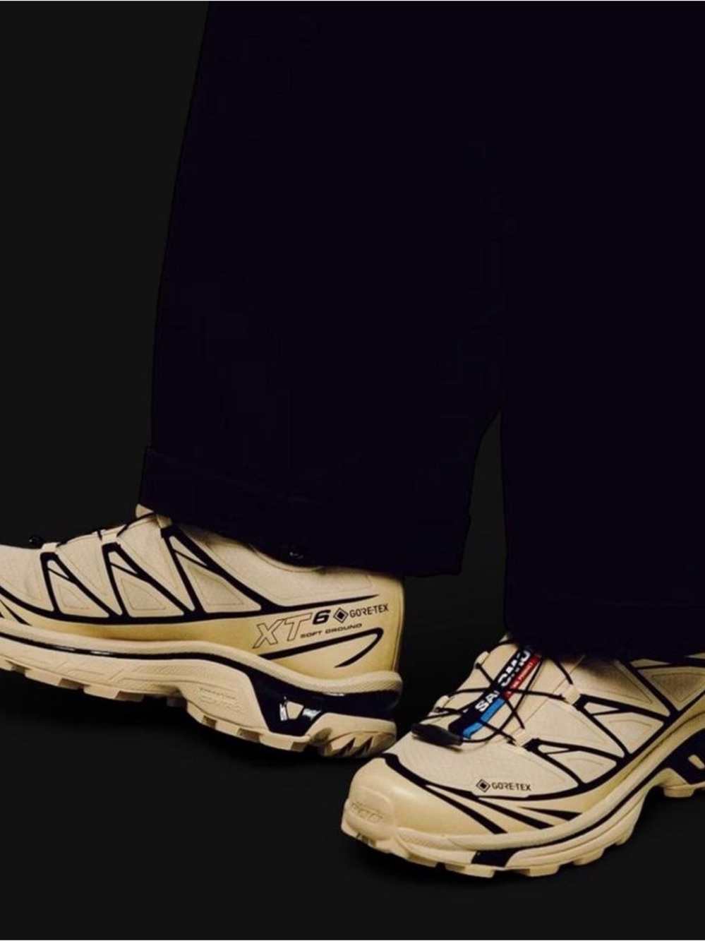 Salomon XT-6 Trail Sneakers in Beige and Black